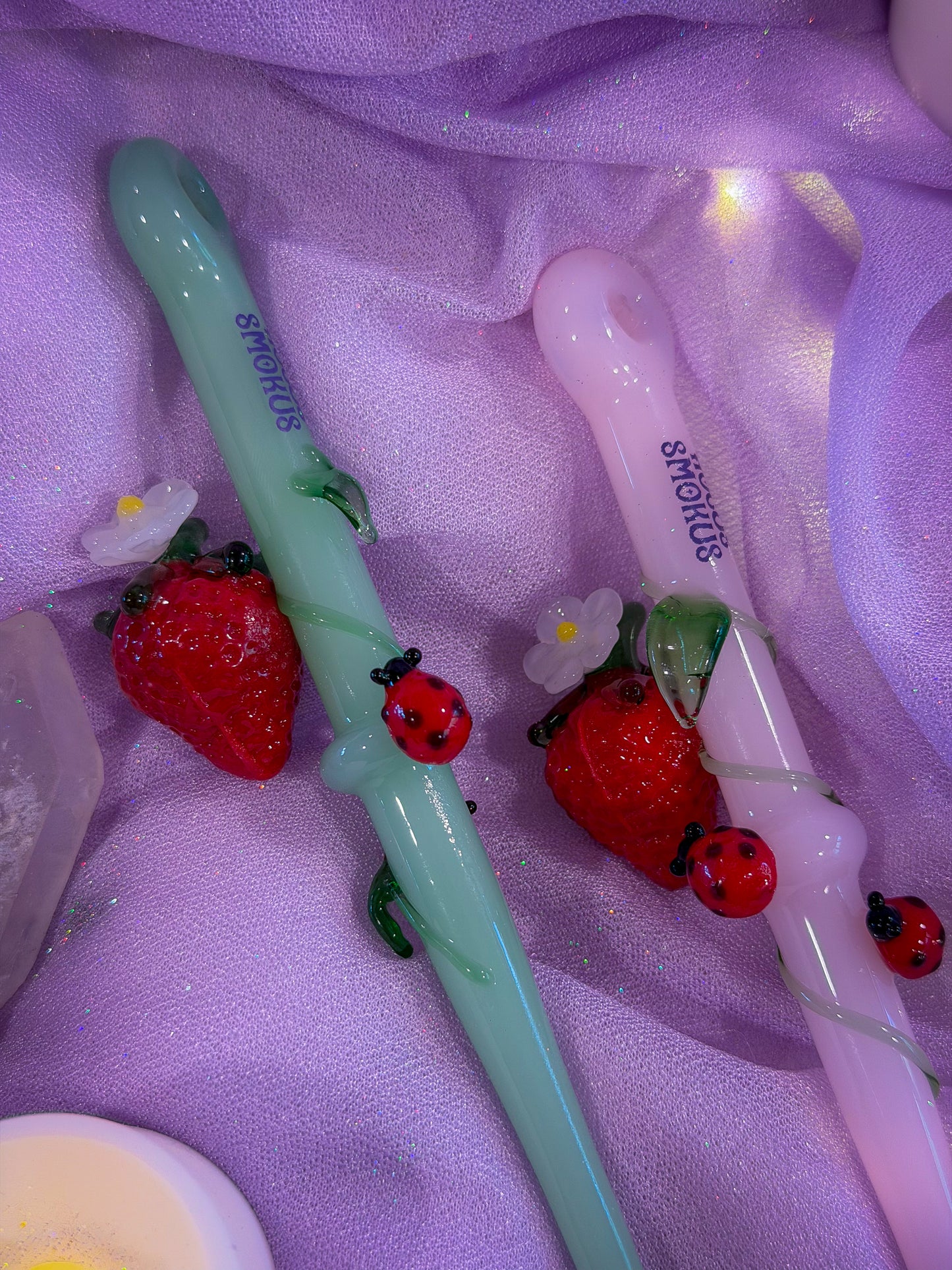 Strawberry Glass J Holder + Dab Tool