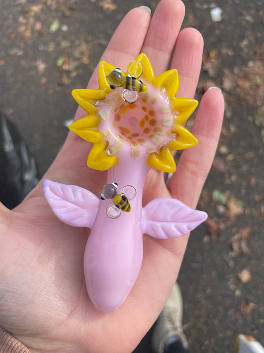 Pink Sunflower & Bees Pipe