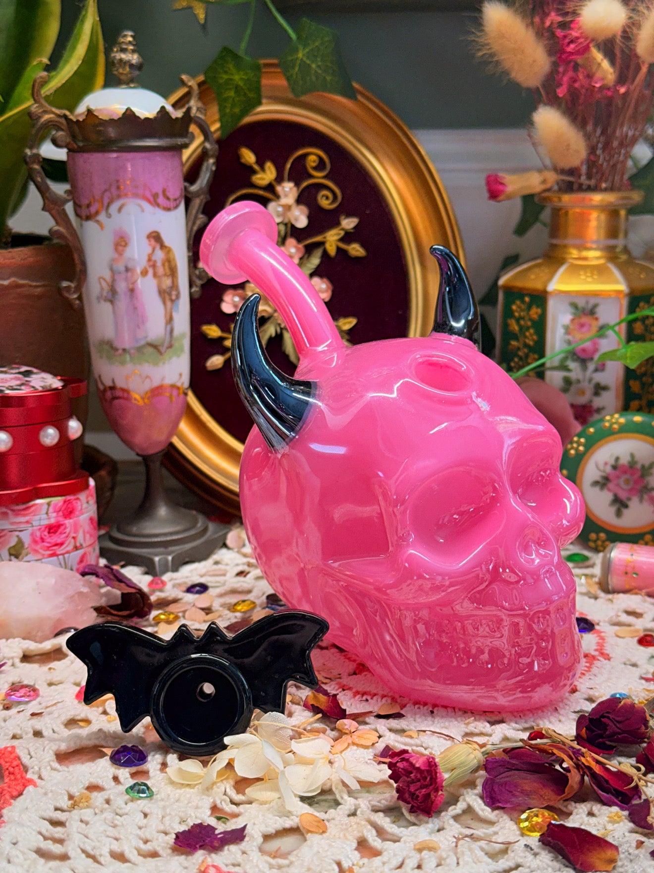 Pink Devil Skull Bong