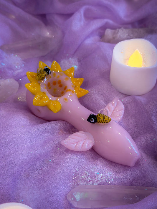 Pink Sunflower & Bees Pipe