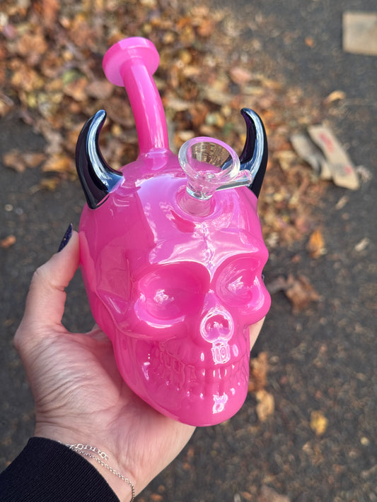 Pink Devil Skull Bong
