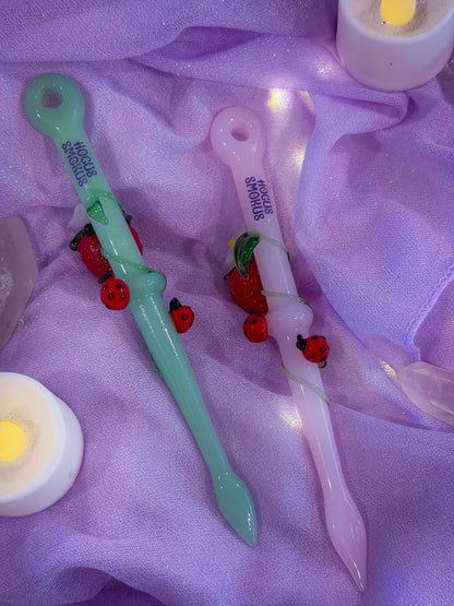 Strawberry Glass J Holder + Dab Tool