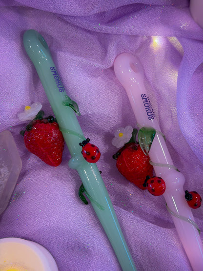 Strawberry Glass J Holder + Dab Tool