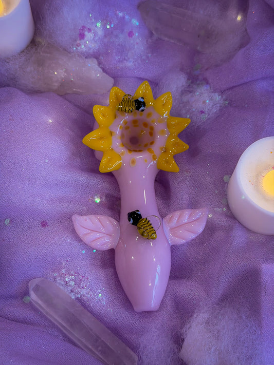 Pink Sunflower & Bees Pipe