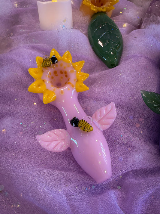 Pink Sunflower & Bees Pipe