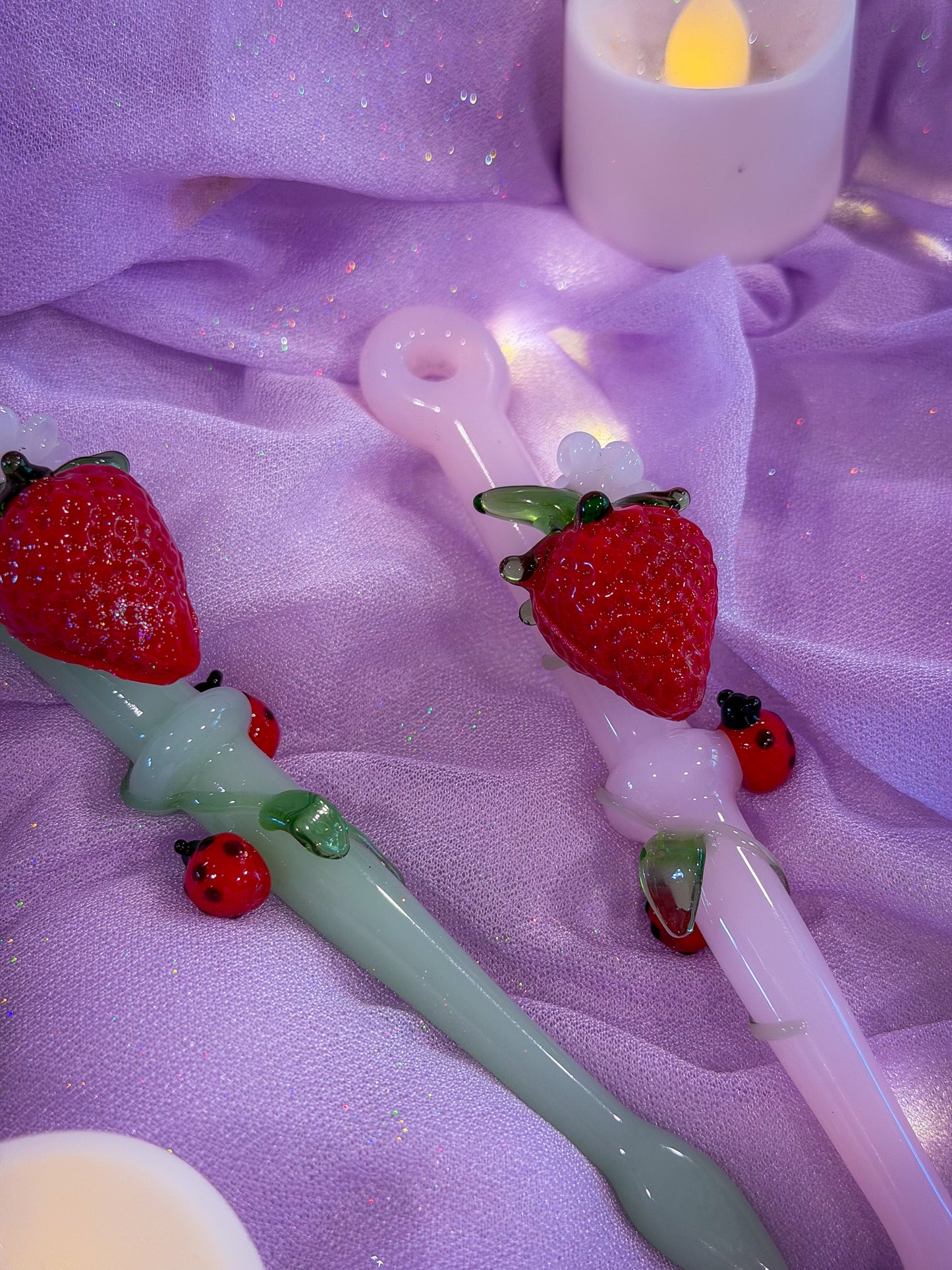 Strawberry Glass J Holder + Dab Tool
