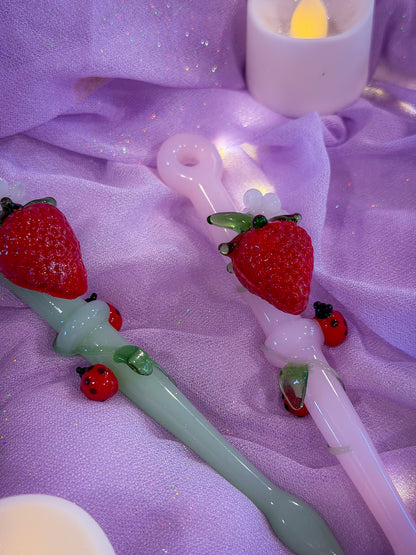 Strawberry Glass J Holder + Dab Tool