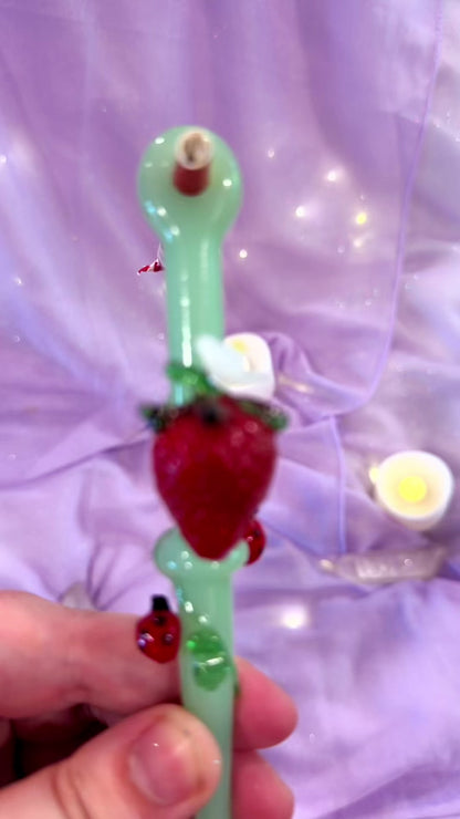 Strawberry Glass J Holder + Dab Tool